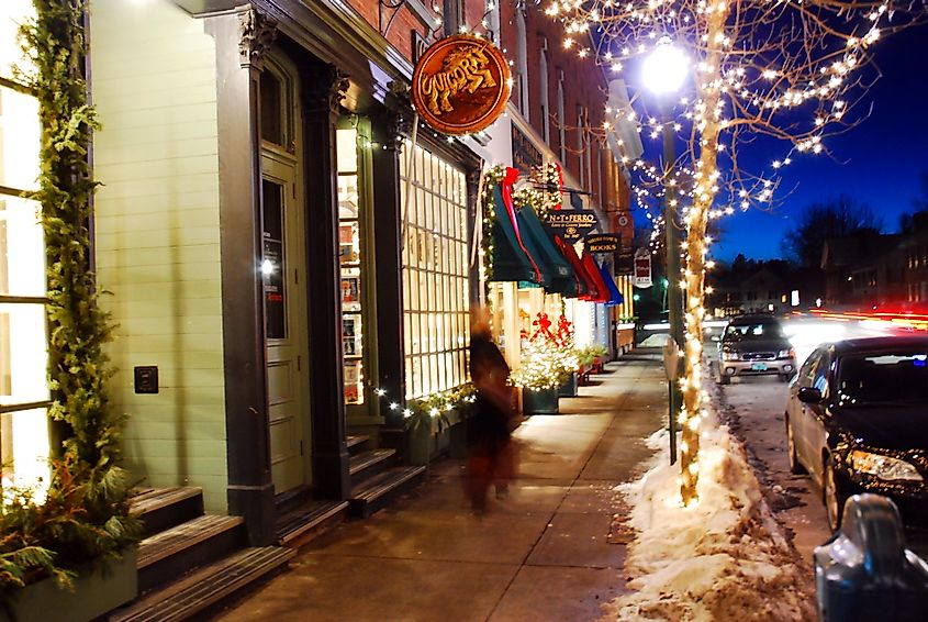 Christmas decorations in Woodstock, Vermont