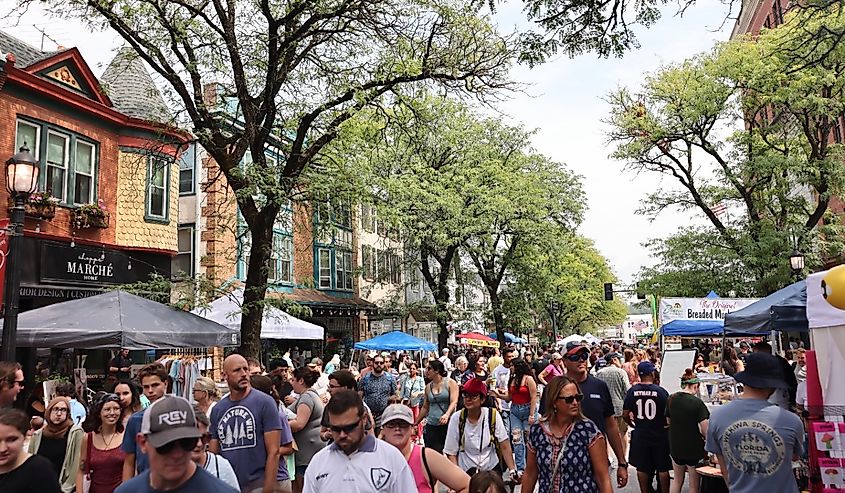 People gathered at the Annual mushroom festival at the "world capital of mushroom," Kennett Square, Pennsylvania.