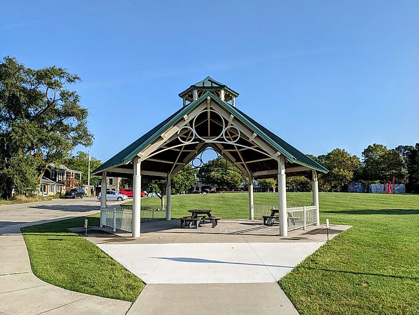 A park in downtown Saugatuck, Michigan.