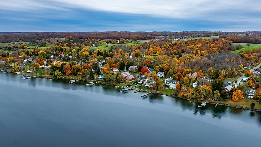 Aerial view of Aurora, New York.