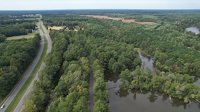 Aerial View of Kilmarnock, Virginia.