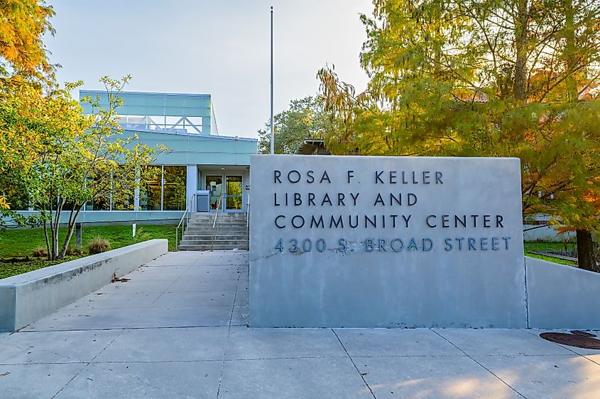 Entrance to Rosa F. Keller Library and Community Center in New Orleans