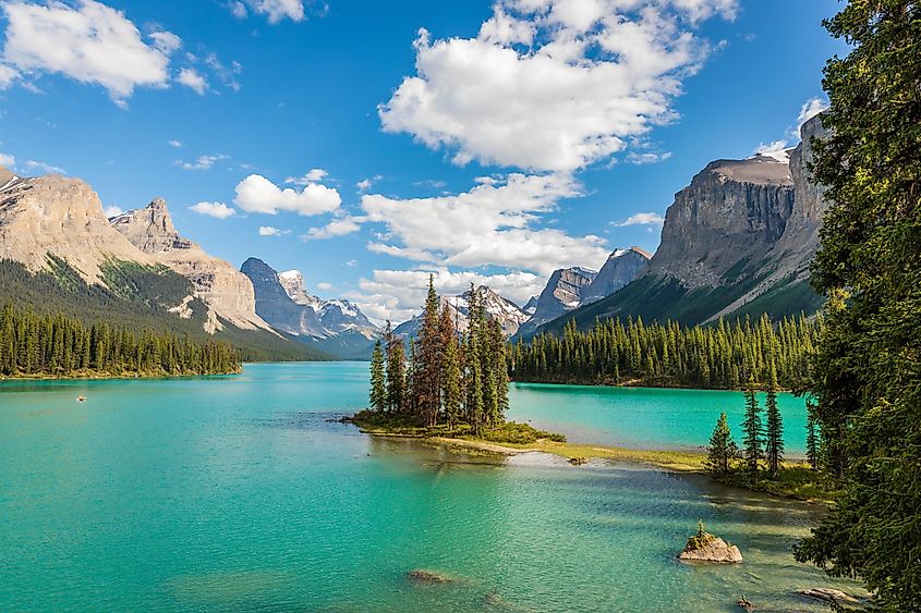 Spirit Island, located in Jasper National Park, Alberta, Canada.