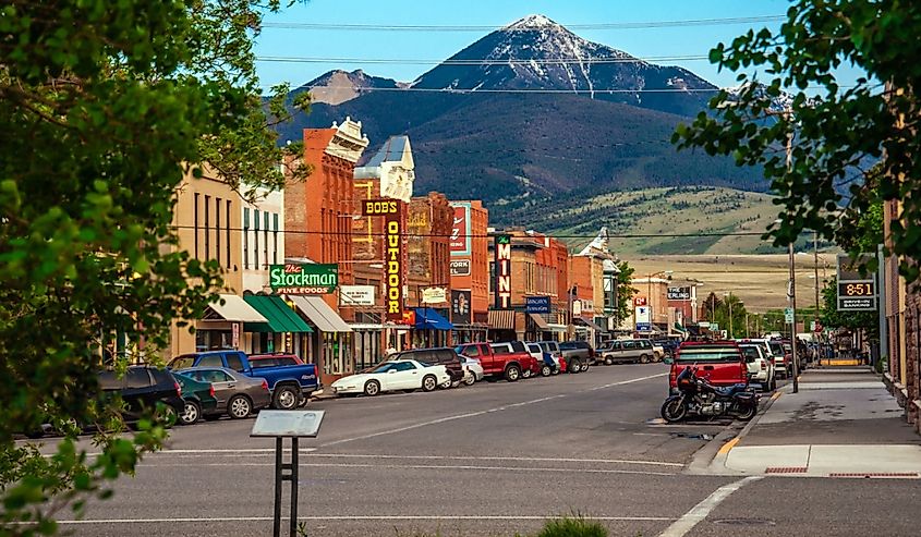 Historic center of Livingston, Montana.
