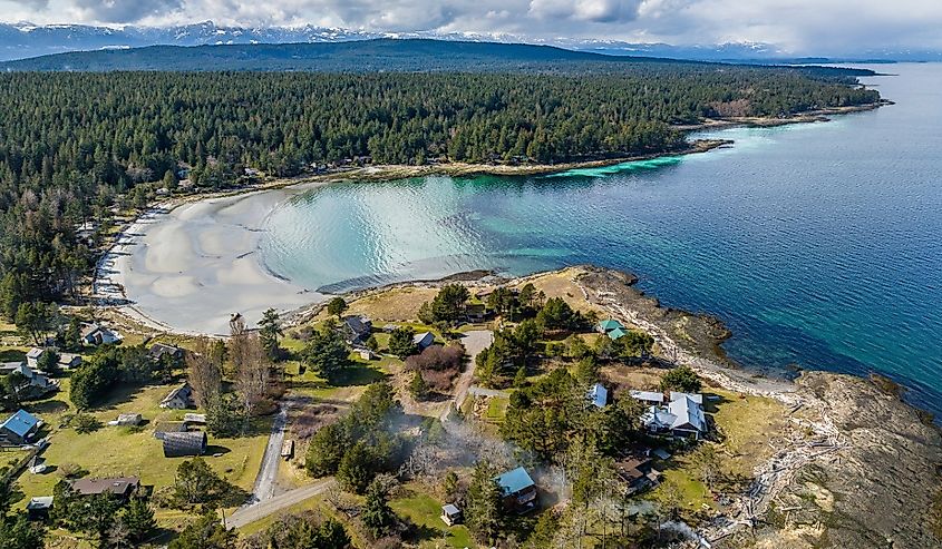 Aerial view of Hornby Island British Columbia