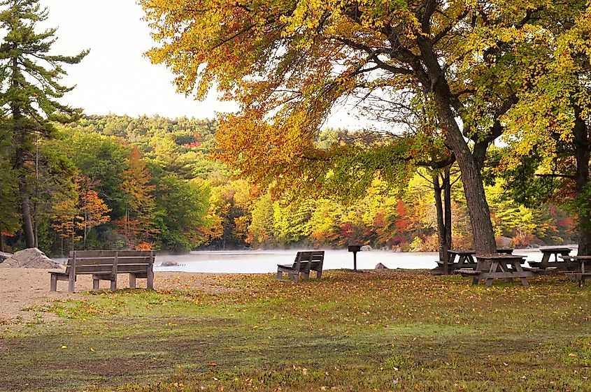 Scenery in Burr Pond State Park in the town of Torrington, Connecticut.