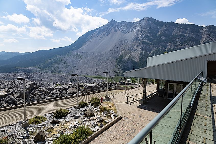 The exterior of the Frank Slide Interpretive Centre