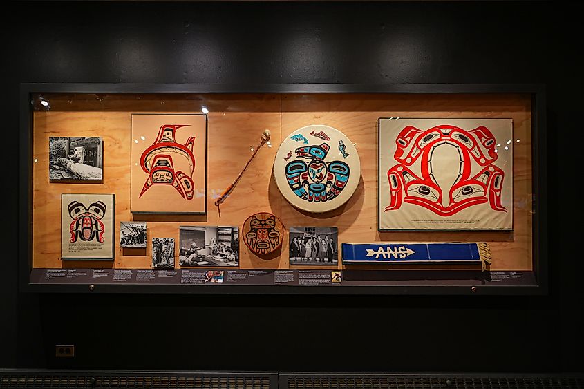 Artifacts in the Totem Heritage Center in Ketchikan, Alaska.