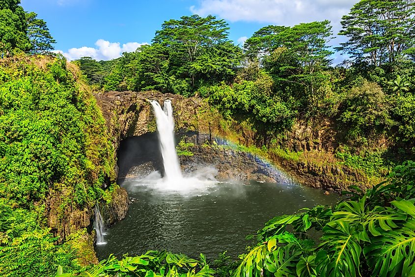 Rainbow Falls in Hilo, Hawaii, located within Wailuku River State Park