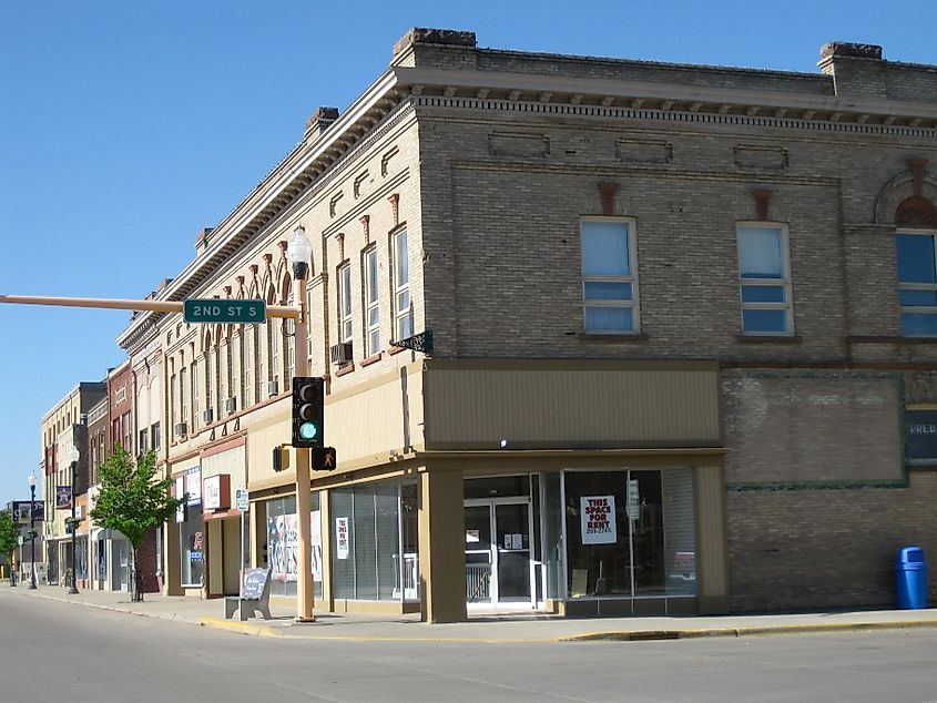 View of downtown Jamestown in North Dakota.