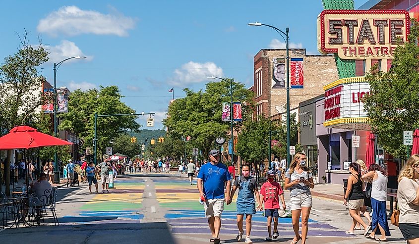 Downtown with State Street Theater, in Traverse City, Michigan.