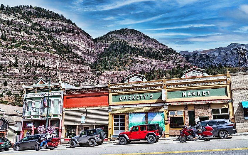 The historic main street of Ouray, Colorado.