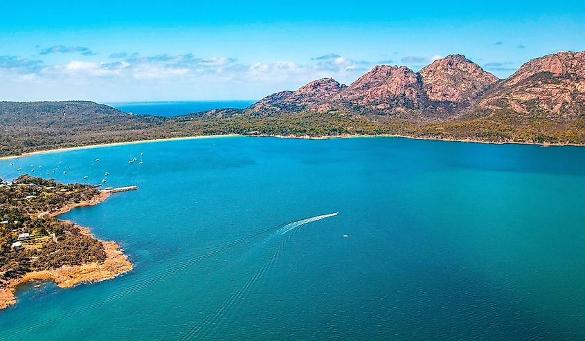 Overlooking Coles Bay, Tasmania.