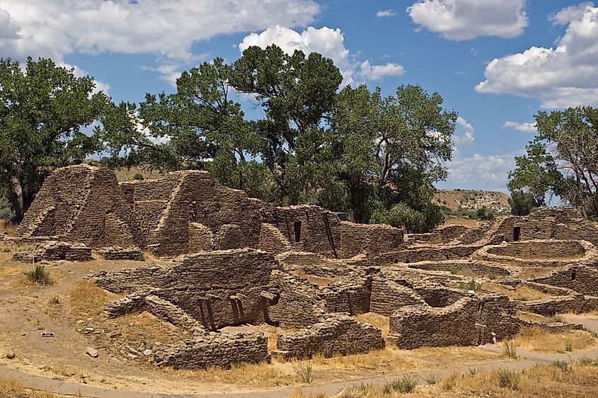 The ruins of an ancient Aztec Puebloan civilization in Aztec National Monument, Aztec, New Mexico.