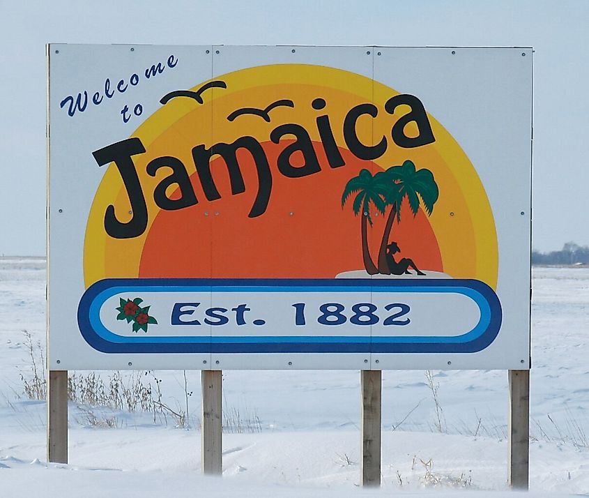 Sign along State Highway 141 at the junction leading to Jamaica, Iowa