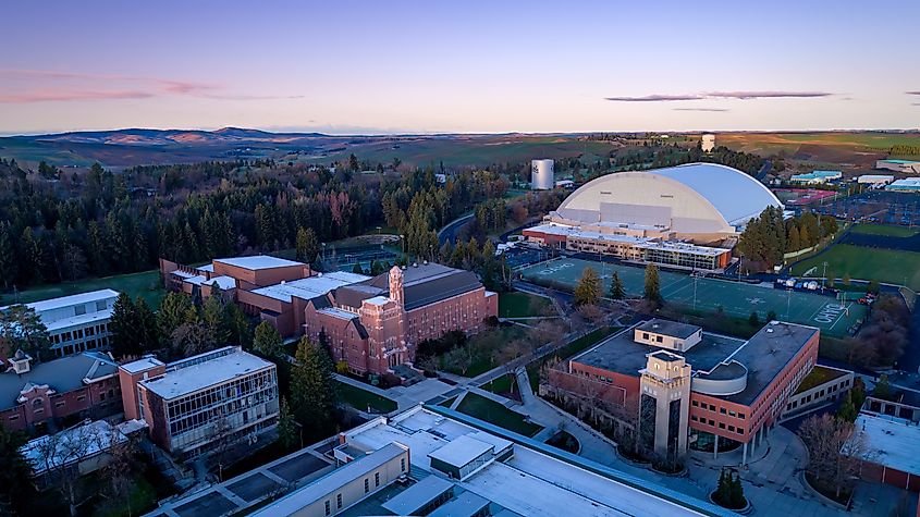 Aerial view of part of University of Idaho in Moscow, Idaho. Editorial credit: Charles Knowles / Shutterstock.com