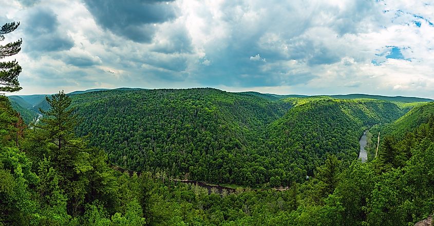 Pine Creek Gorge, Pennsylvania, Ultra Wide Panoramic Canyon View.