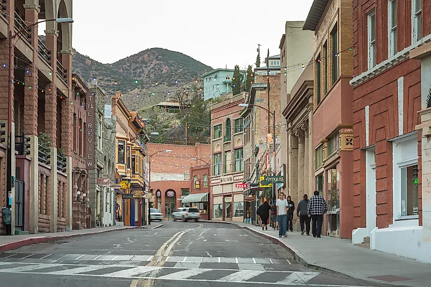 The historic downtown area of Bisbee, Arizona.