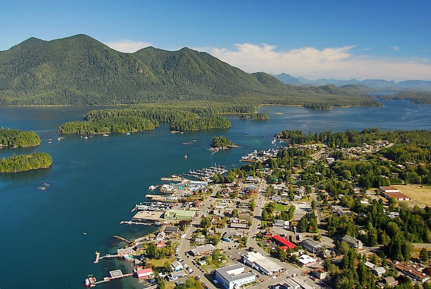 Aerial of Tofino, Vancouver Island, British Columbia