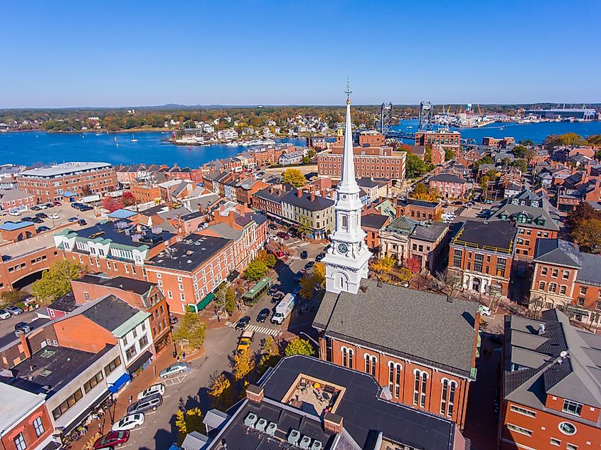 Aerial view of Portsmouth, New Hampshire.