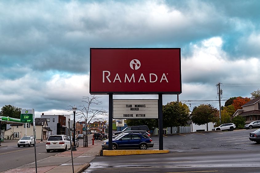 Ramada hotel signboard in Marquette, Michigan