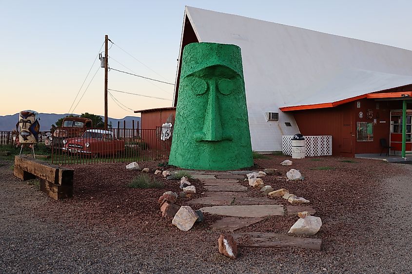 The Giganticus Headicus (giant head) roadside attraction on old Route 66 in Kingman, Arizona