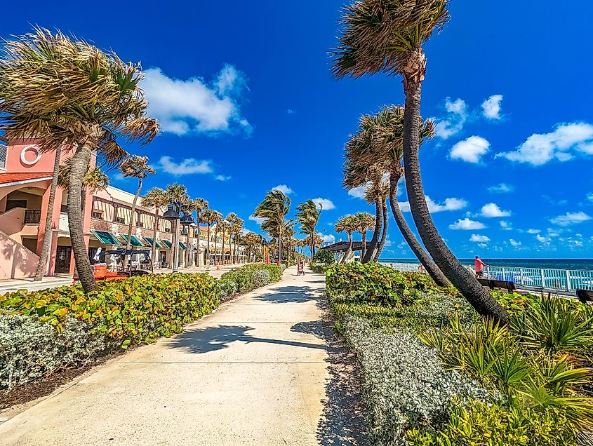 A bright, sunny day at Lake Worth Beach, Florida.