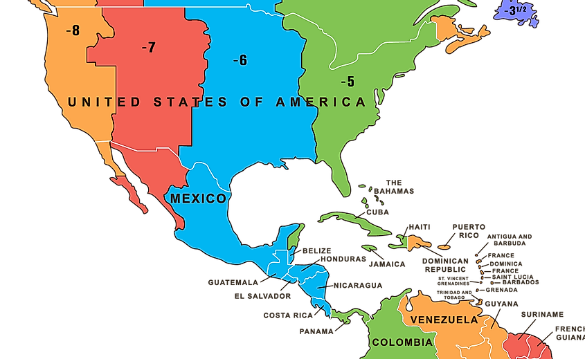 Central American time zones