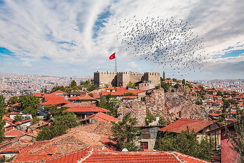 View of Ankara Castle and Ankara city, Turkey's capital.