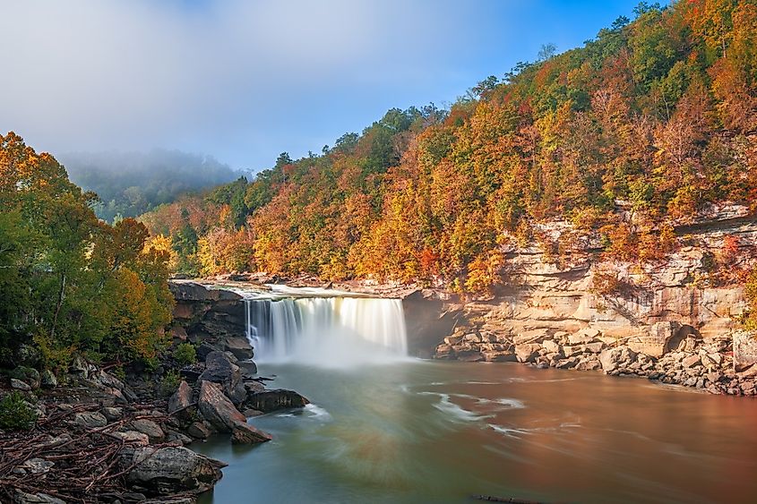 Cumberland Falls on the Cumberland River in Cumberland Falls State Resort Park, Kentucky.