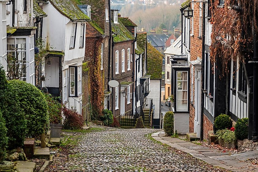 Iconic view of Mermaid Street, Rye, East Sussex