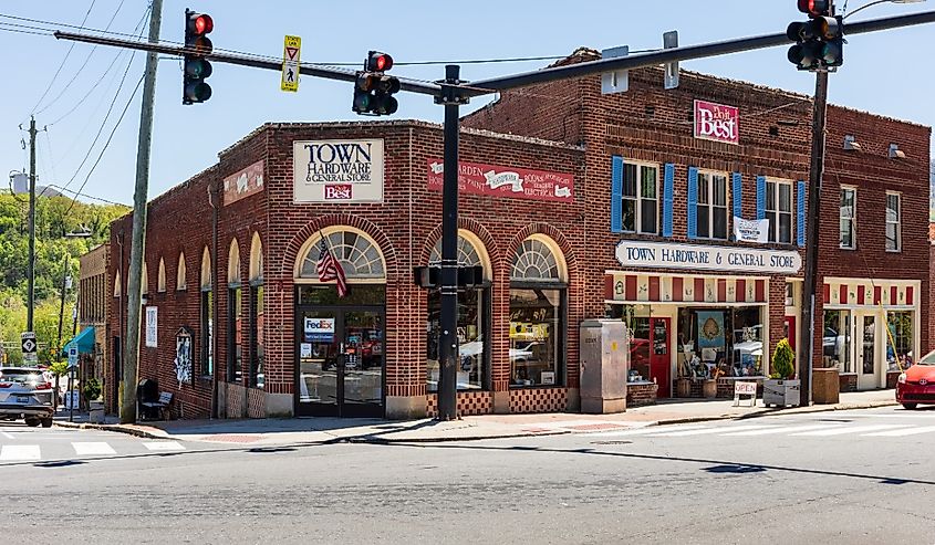 Closeup of Town Hardware and General Store on sunny spring day