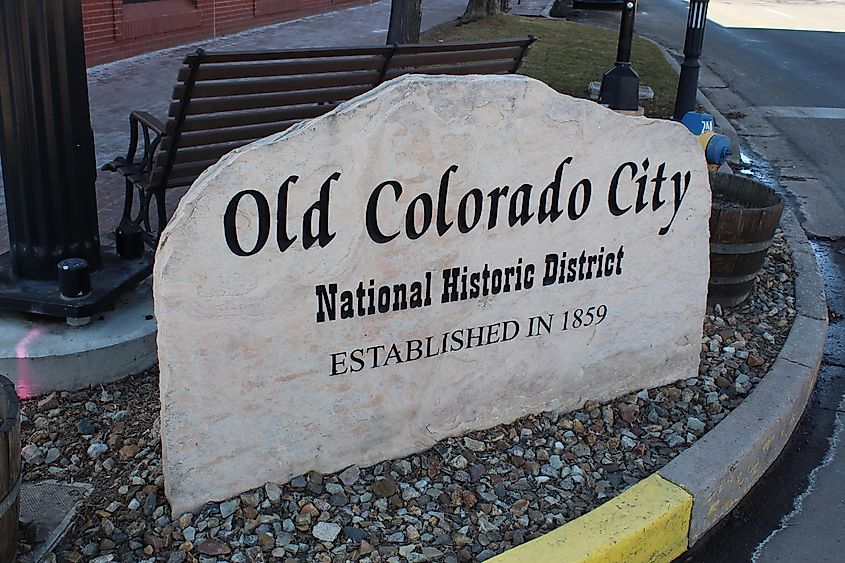 Display of Old Colorado City's signage in Colorado Springs.