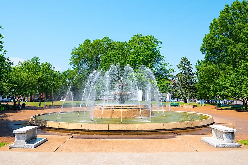 Wilson Park Fountain in downtown Florence, Alabama.
