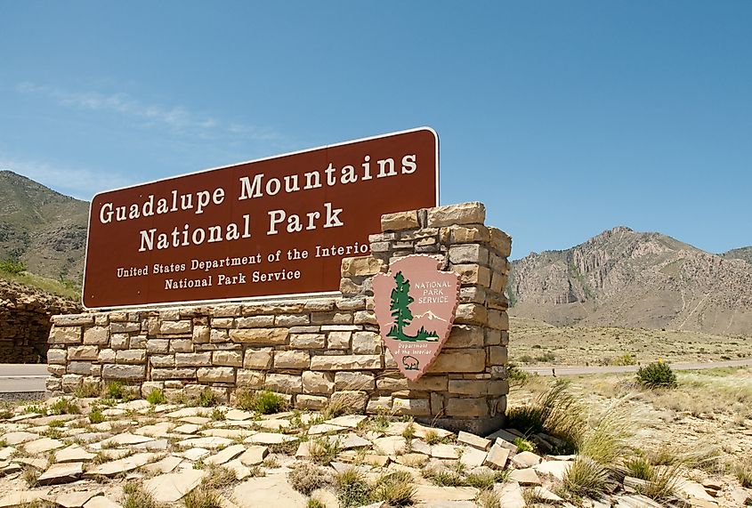 Guadalupe Mountains National Park sign.