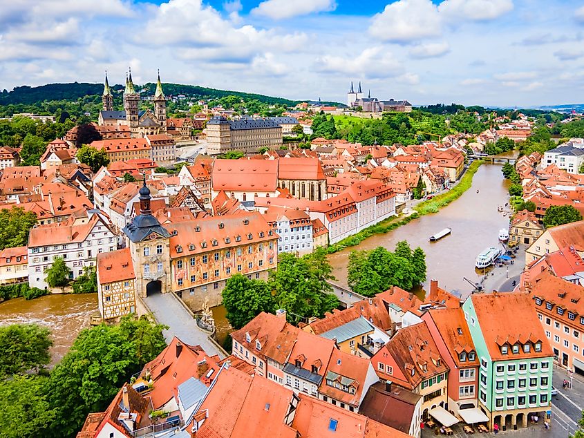 Aerial view of the town of Bamberg in Germany.