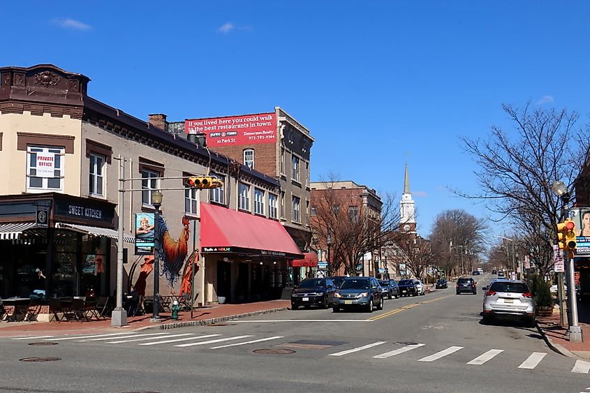 View of Park Street in downtown Montclair, New Jersey.