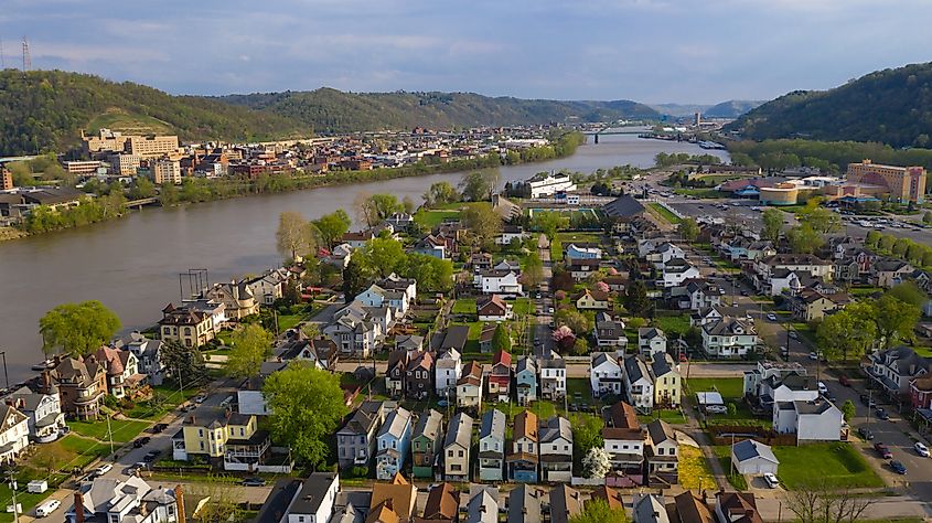 Aerial view of Wheeling, West Virginia