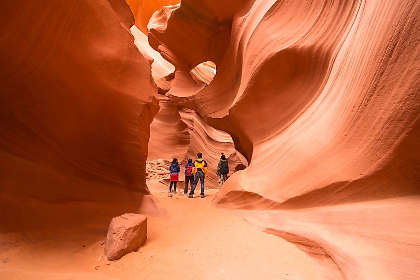 Visitors exploring the Antelope Canyon in Arizona