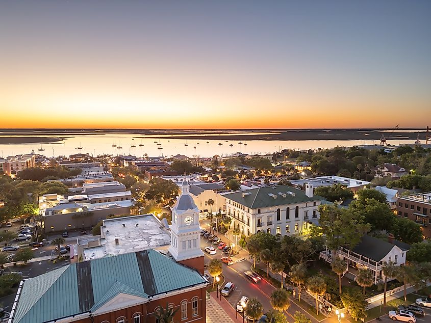 A scenic sunset at Fernandina Beach, Florida.