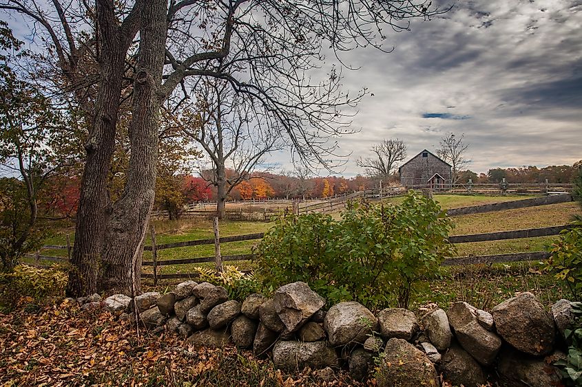 The scenic countryside near Exeter, Rhode Island.