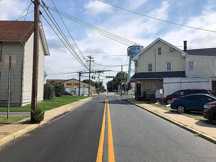 Walnut Street between Thorn Street and Main Street in Magnolia, Delaware.