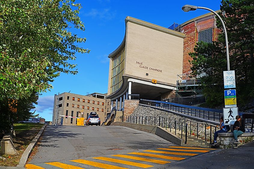 View of the campus of the Universite de Montreal, a French language university located in the Cote-des-Neiges neighborhood on Mount Royal in Montreal, Canada.