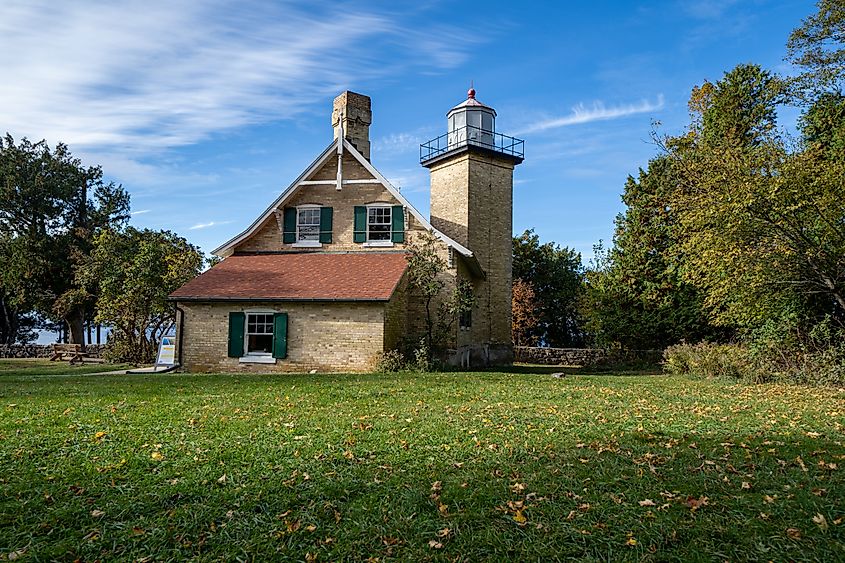 Eagle Bluff Lighthouse on Lake Michigan in Door County, Wisconsin.