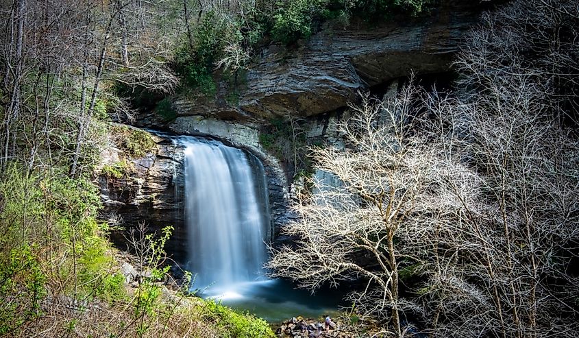 Looking Glass Falls in Pisgah National Forest, in North Carolina.