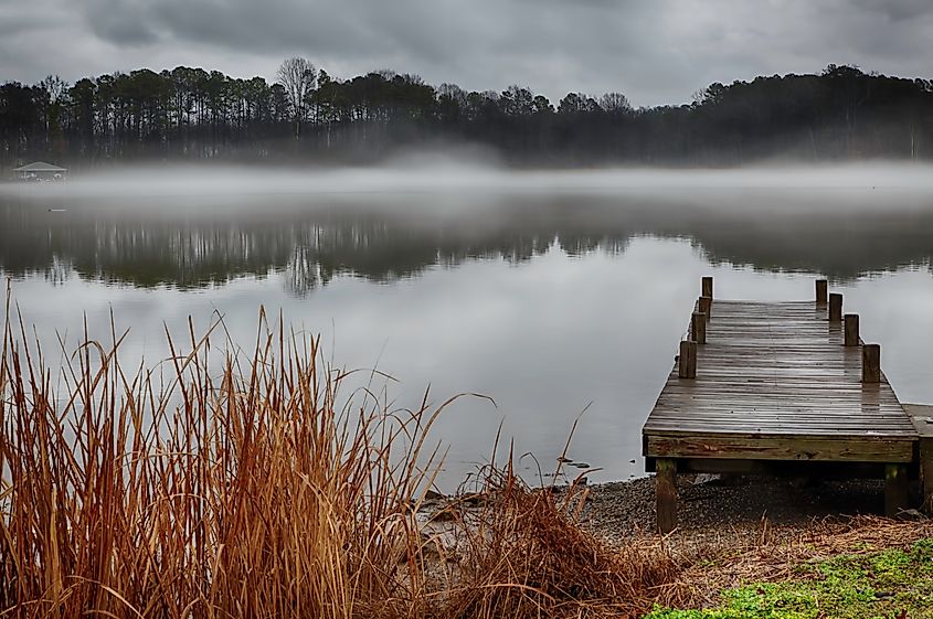 Fog on Lake Guntersville in Alabama.