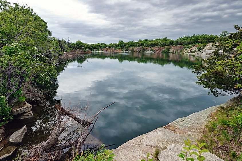 Old granite quarry at Halibut Point State Park in Rockport, Massachusetts