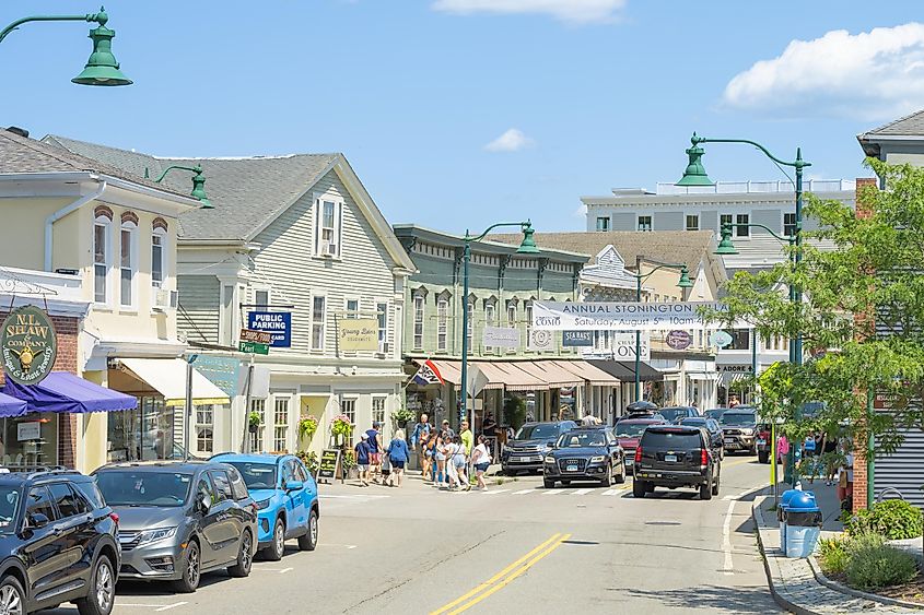 Main Street in Mystic, Connecticut.
