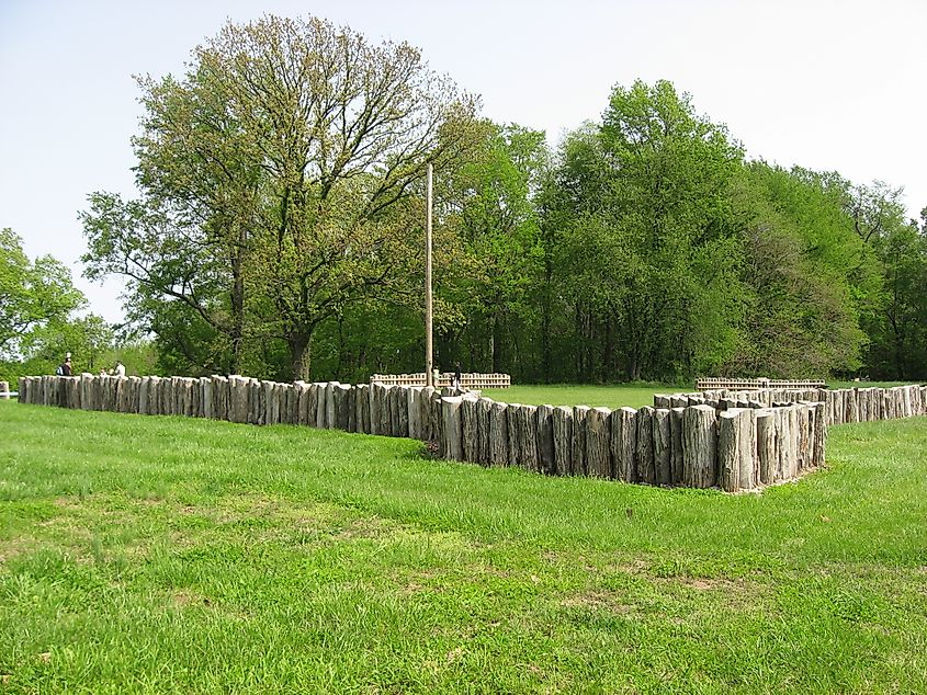 Reconstructed palisades at the site of Fort Knox II.
