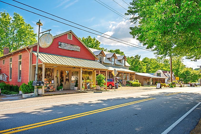 Downtown street in Leiper's Fork, Tennessee.